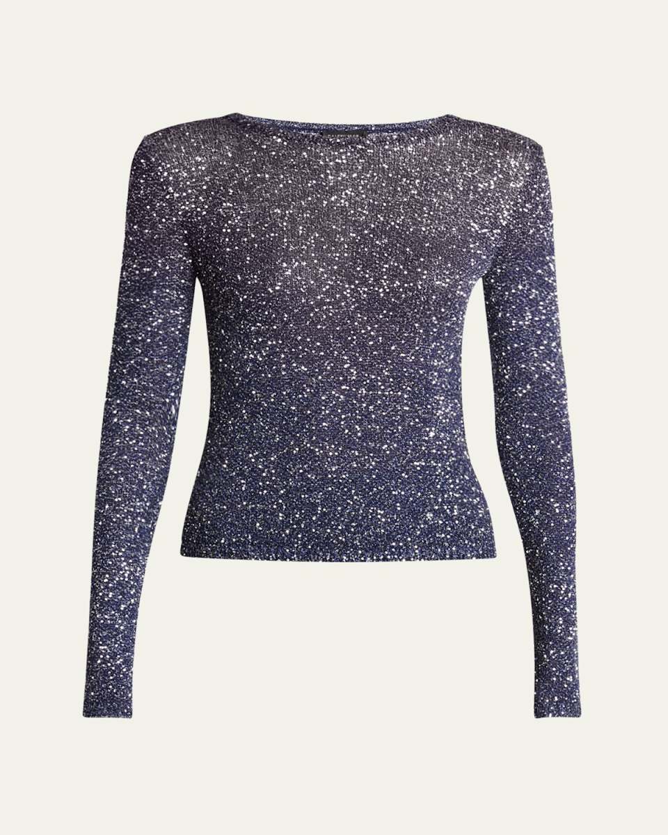 Sequined Long Sleeve Fitted Top